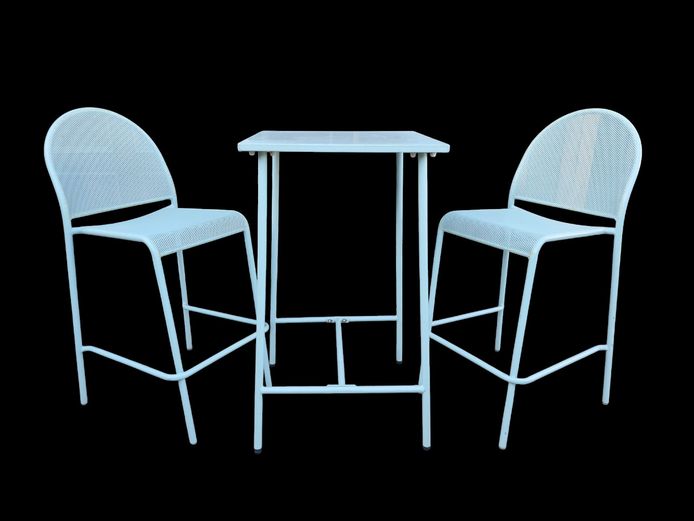 Retro Style Powder-Coated Mesh Patio Bar Set
