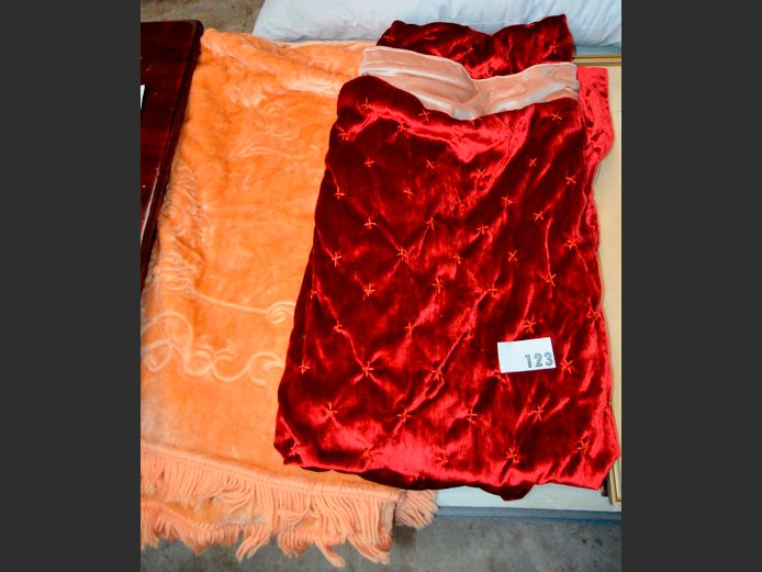 FLUFFY LIGHT BROWN DOUBLE THROW & A BURGUNDY DOUBLE THROW