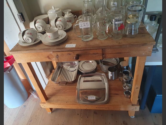 PINE SINGLE DRAWER KITCHEN ISLAND ON CASTORS