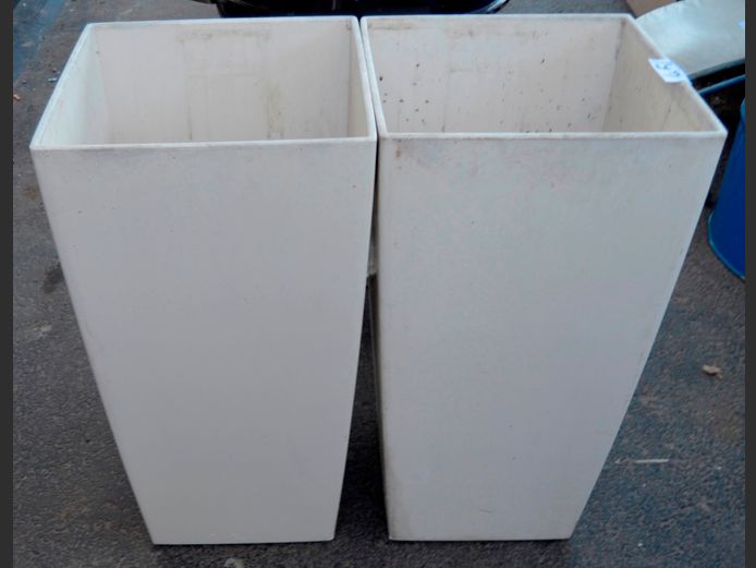 PAIR CREAM PLANTERS, 40 x 40 x 75cm