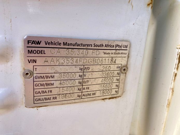 FAW CA 35.340 FD (8X4) 18 CUBE TIPPER