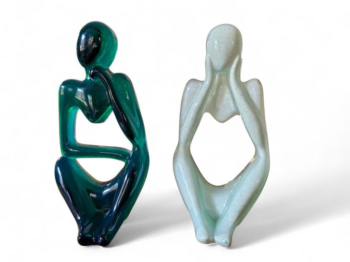 Modern Abstract 'Thinker' Resin Figurines