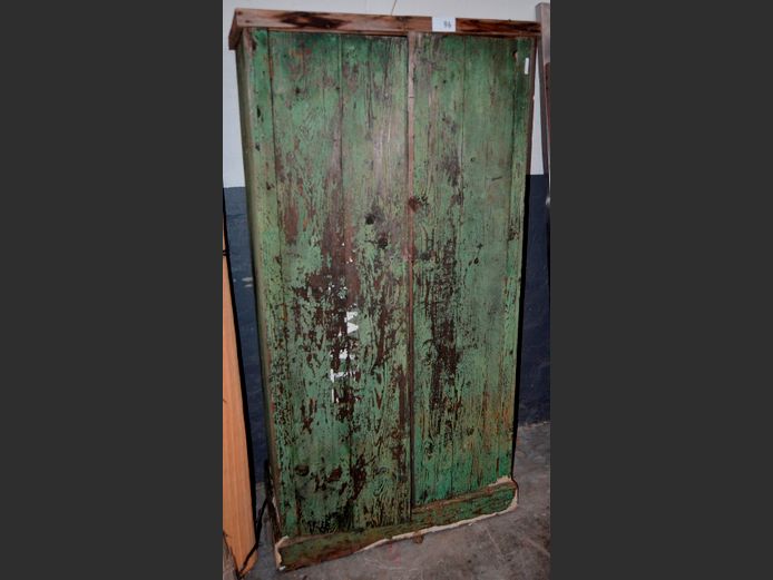 ANTIQUE GREEN PAINTED 2-DOOR CABINET, 88 x 48 x 172cm