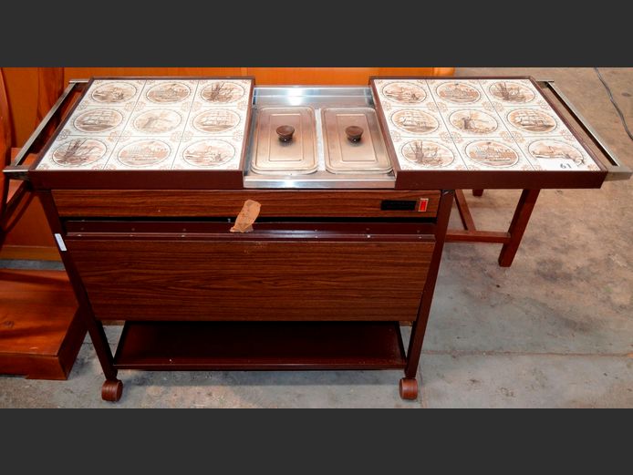 WESTPOINT HOSTESS TROLLEY WITH INSERTS, 90 x 40 x 72cm [Switches on, untested further]