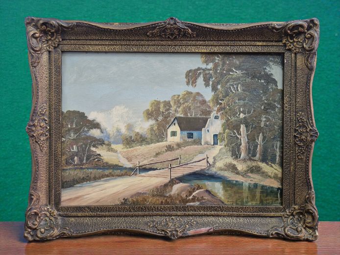 Cape Dutch Landscape Oil Painting in Antique Frame