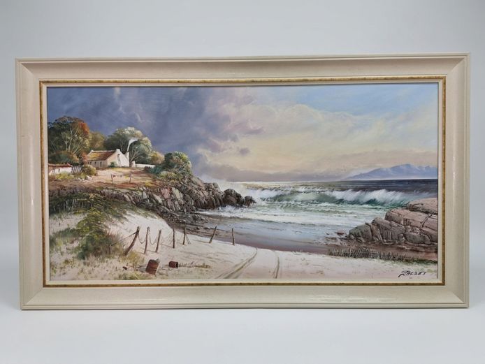Large Impasto Coastal Landscape Oil Painting by Benjamin Jacobus Davis ('Jacobi')