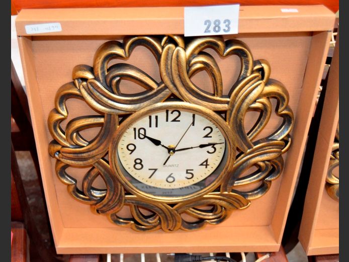 ORNATE "GILT" PLASTIC WALL CLOCK, 40cm Diameter