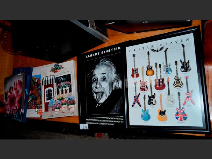 OILS ON CANVAS, ALBERT EINSTEIN MONOCHROME POSTER, "GUITAR HEAVEN" POSTER, etc