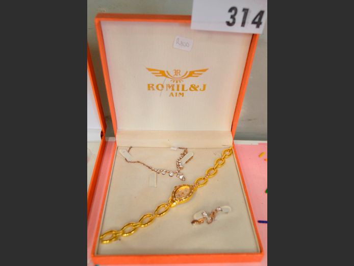 ROMIL & J WATCH, NECKLACE & EARRING SET