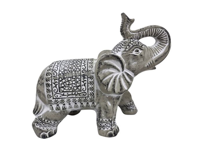 Ornate Caparisoned Ceramic Elephant Figurine