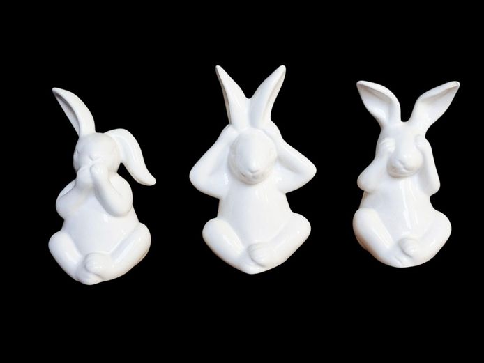 Ceramic Bunnies "See, Hear, Speak-No Evil"
