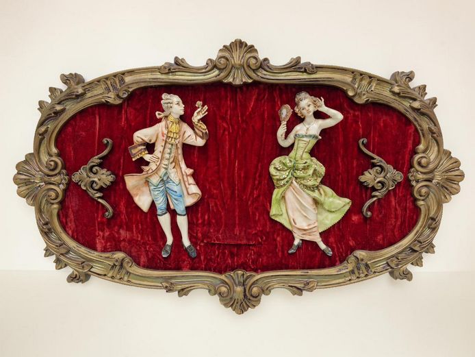 Large Vintage Depose Italy 3D Baroque Couple Wall Plaque