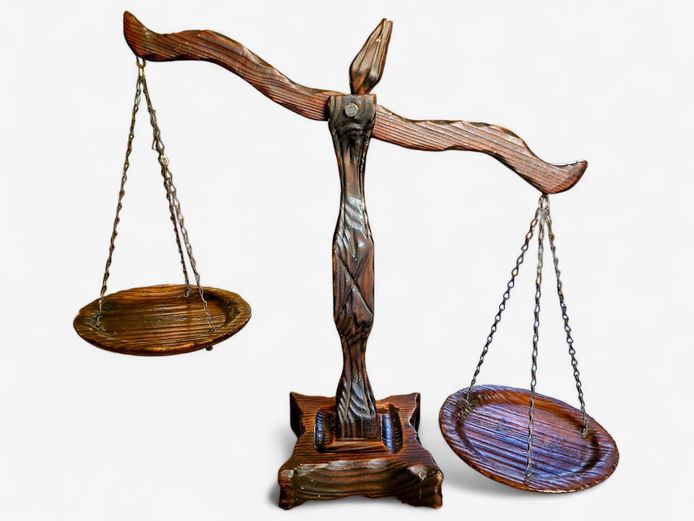 Vintage Wooden Hand Carved Scale of Justice