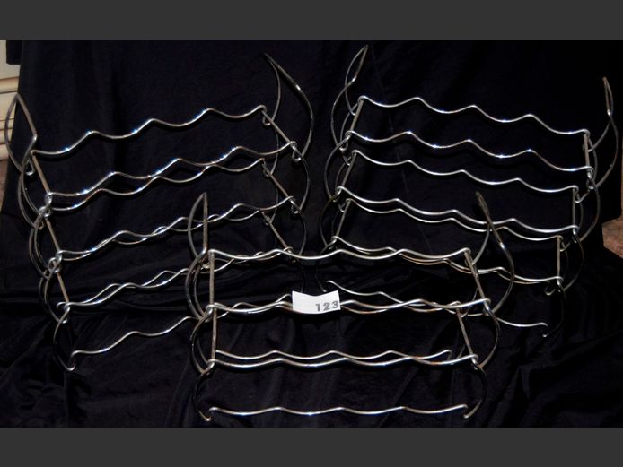 LOT: 3 x STAINLESS STEEL WINE RACKS