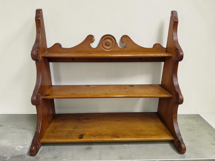 Vintage Oregon Pine Wall-Mounted Tiered Display Shelf