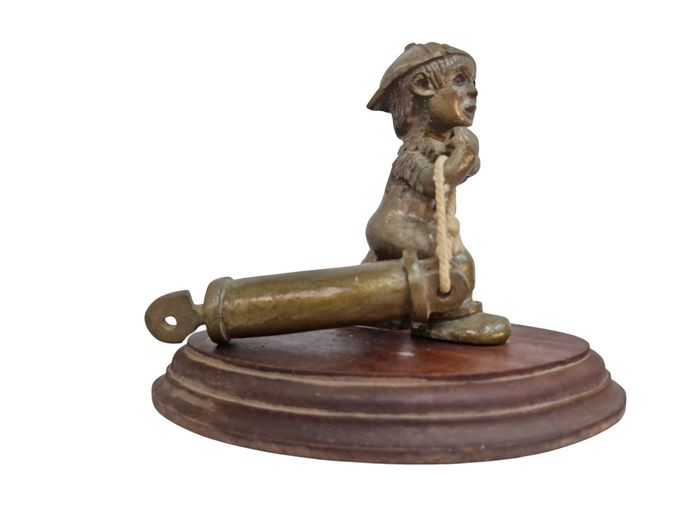 Vintage Bronze-Tone Resin Figurine of Boy with Cylinder