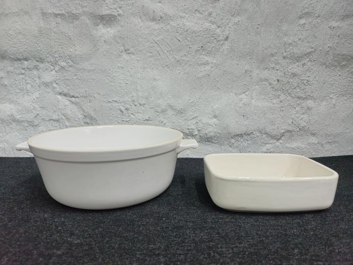 White Ceramic Casserole Dish and Square Baking Dish Set
