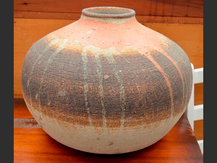 LARGE CLAY VASE, 40cm Diameter x 33cm High