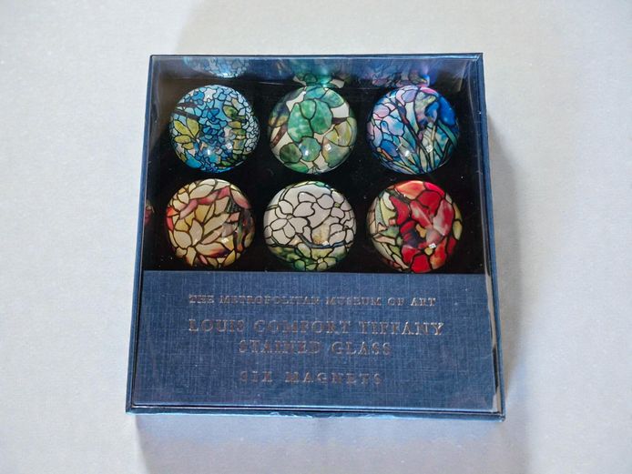 Set of Louis Comfort Tiffany Stained Glass Domed Magnets