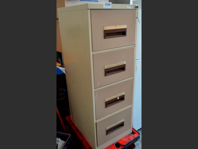 CREAM STEEL 4-DRAWER FILING CABINET WITH KEY