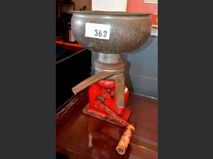ANTIQUE CAST IRON & PEWTER CREAM SEPARATOR, 28cm Diameter x 40cm High