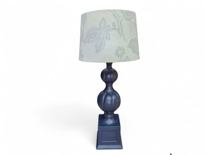 Tall Standing Teal Blue Wooden Table Lamp