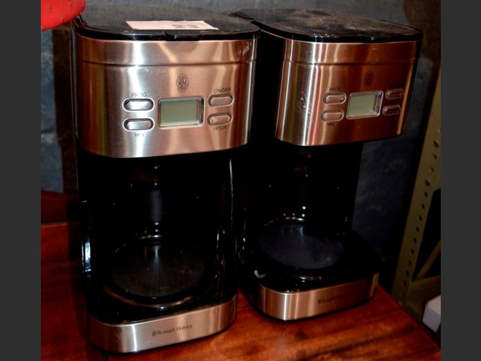 LOT OF 2: RUSSELL HOBBS COFFEE PERCOLATORS, [Switch on, damage to 1, no pots, untested further]