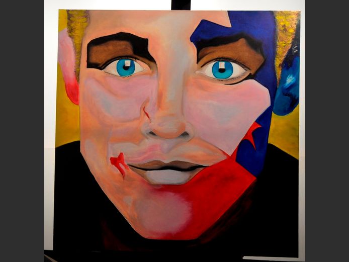 UNFRAMED OIL ON CANVAS "ABSTRACT PORTRAIT", 91 x 91cm