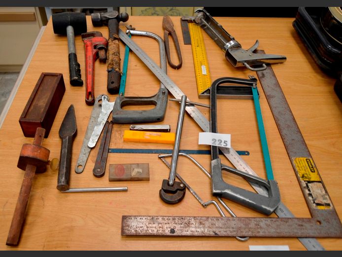 HACKSAWS, MONKEY WRENCH, RUBBER MALLET, etc