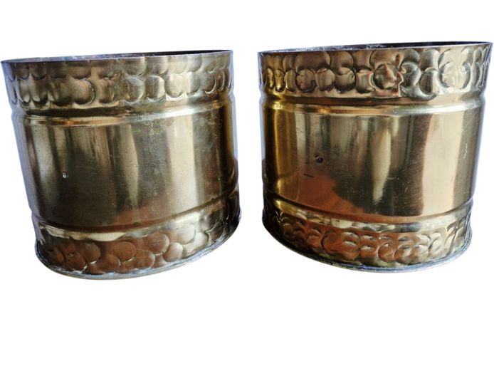 Pair of Vintage Shiny Brass Jardiniéres