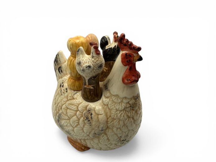 Ceramic Chicken Condiment Set with Matching Spreader Knives