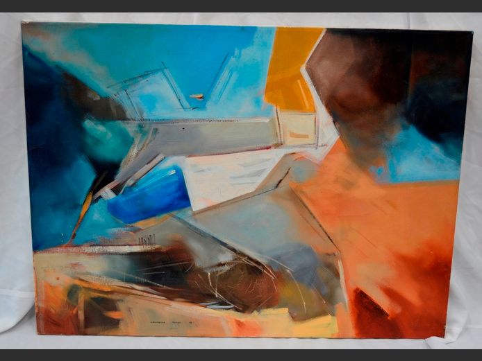 LAWRENCE BINGO ABSTRACT OIL ON CANVAS, 80 x 60cm [S4313]