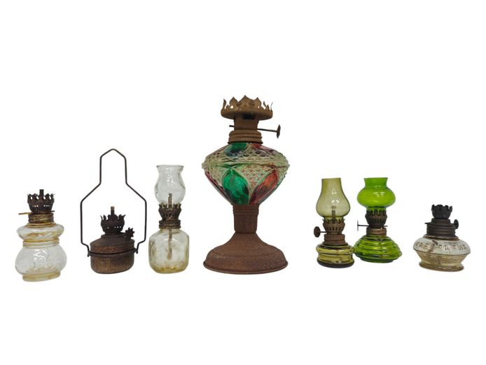 Collection of Vintage Miniature and Small Oil Lamps
