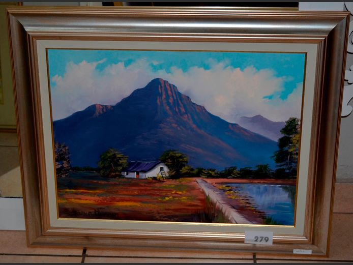FRAMED OIL ON BOARD "COTTAGE" SIGNED HELEN MERMAN, 59 x 44cm