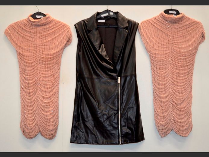 ZARA: BLACK LEATHER TOUCH DRESS [XS] & 2 x BEADED MINI DRESSES [Small]