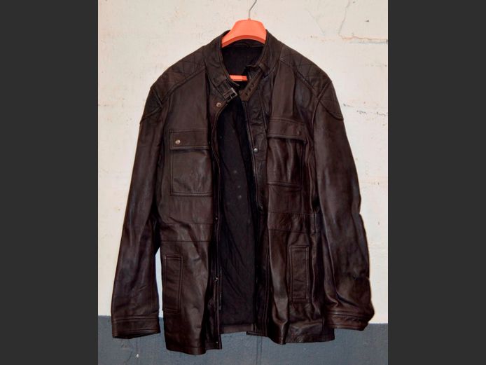 F & F COLLECTION BLACK LEATHER MEN'S JACKET