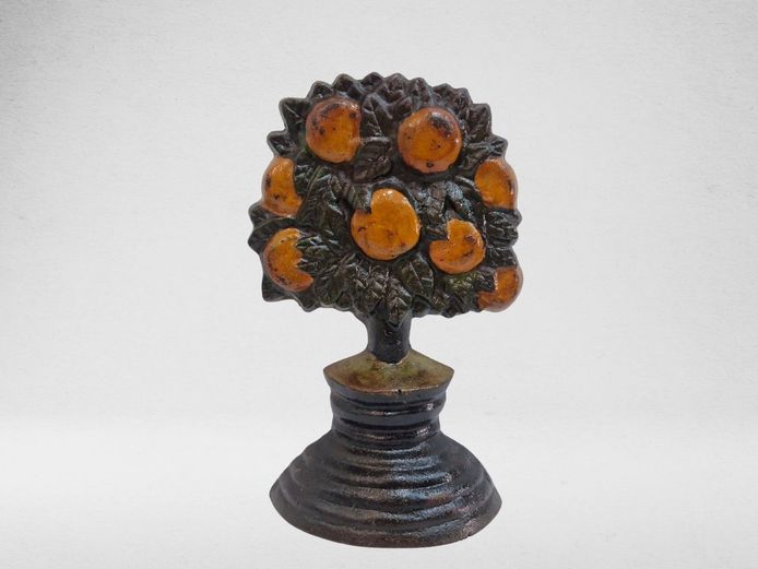 Early 20th Century Cast Iron Orange Tree Doorstop