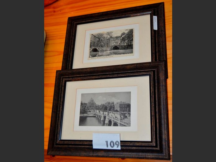 PAIR FRAMED PRINTS "AMSTERDAM", 13.5 x 9cm & 13 x 8cm