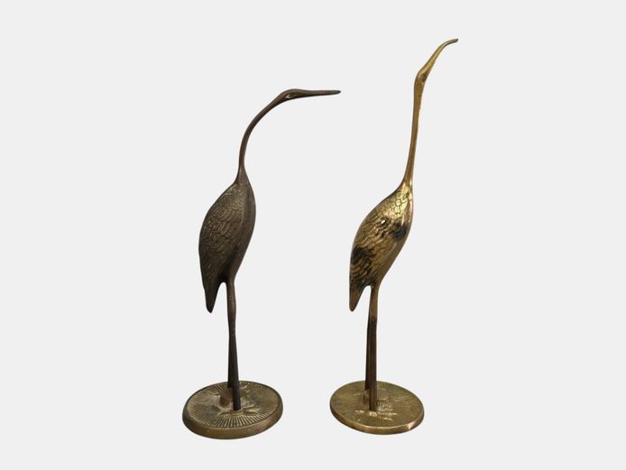 Vintage Brass Heron Bird Figurines