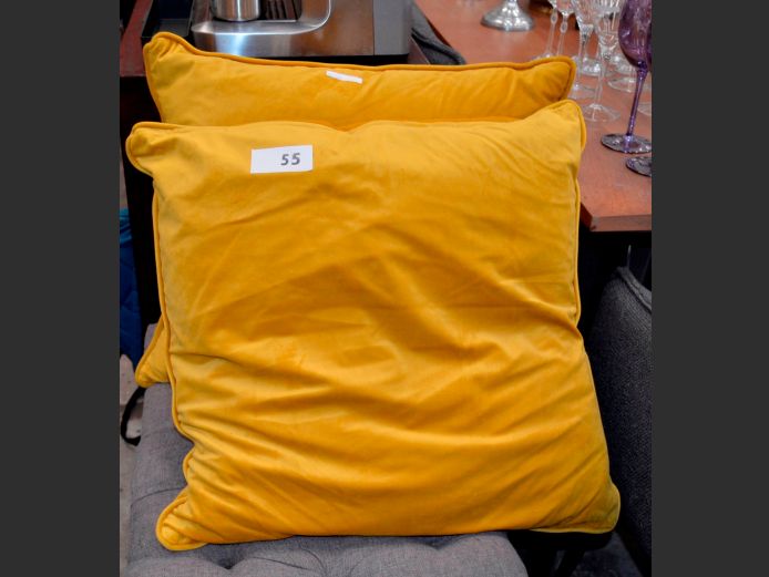 PAIR MUSTARD COLOURED SCATTER CUSHIONS