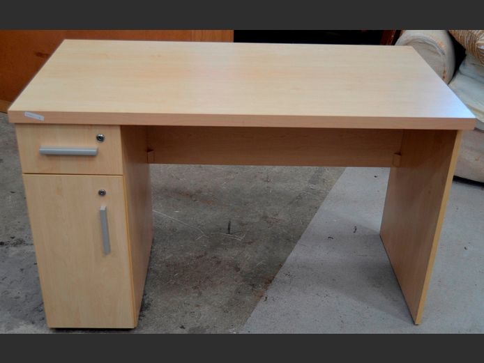 MAPLE FOIL SINGLE DOOR, SINGLE DRAWER DESK, 115 x 61 x 73cm