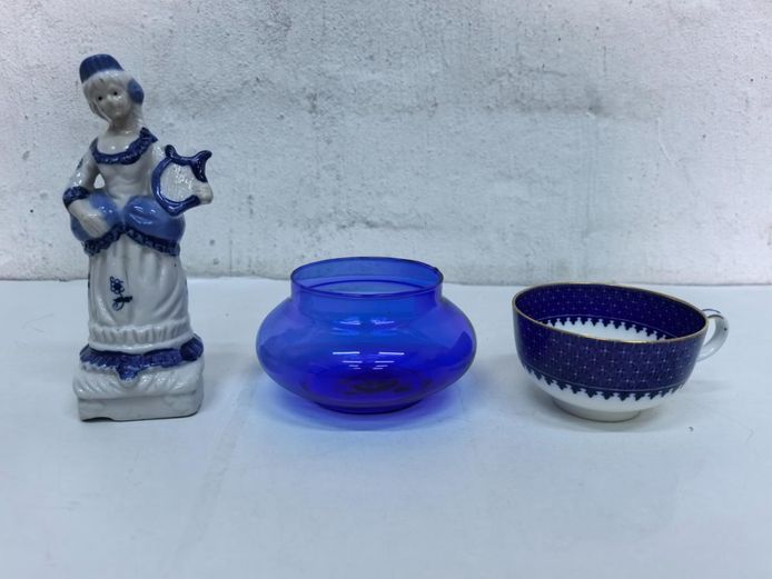 Blue Glassware & Fine Porcelain Lot