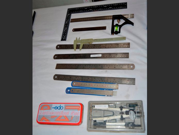 STEEL RULERS, COMPASS SETS, etc
