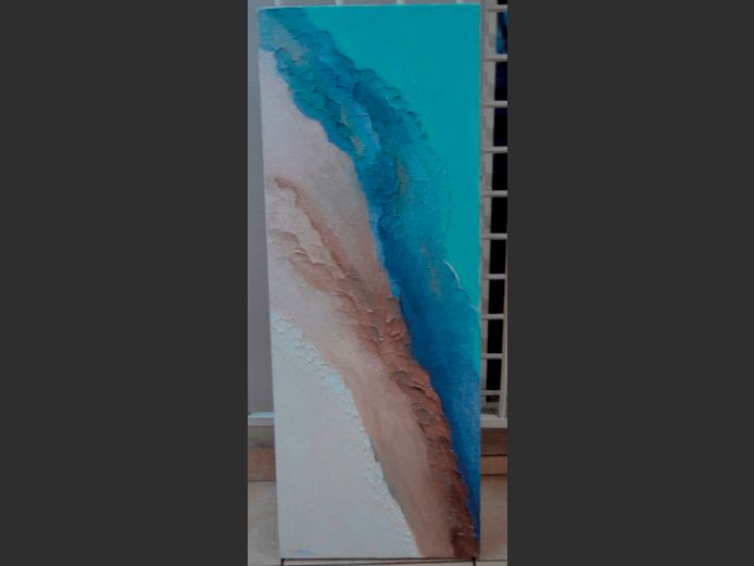 UNFRAMED ABSTRACT OIL ON CANVAS, 122 x 46cm