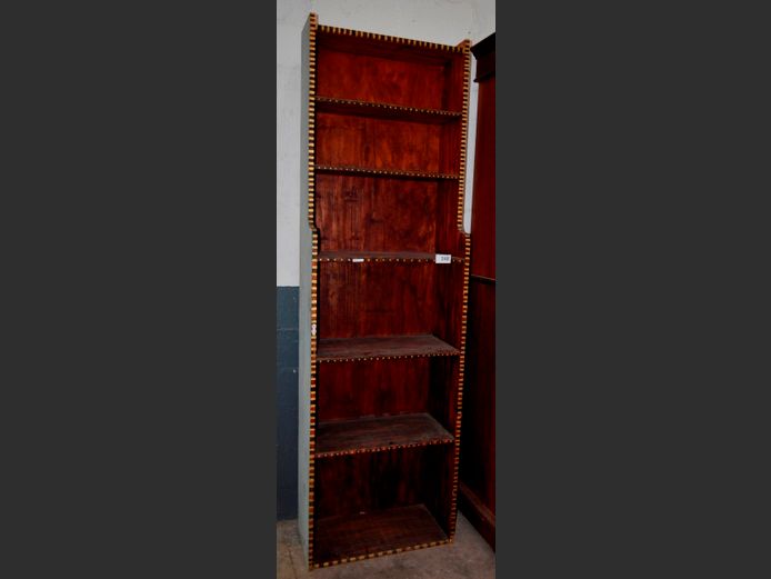 DARK STAINED & PAINTED 6-TIER SHELF, 70 x 36 x 234cm
