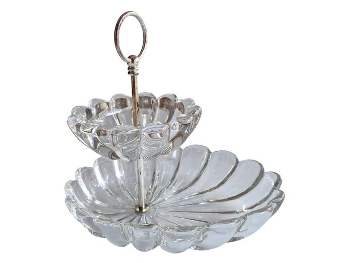 Elegant Vintage Two-Tier Pressed Glass Serveware