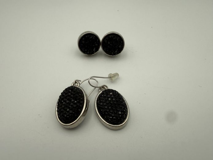 Fashion Jewellery Set – Black Crystal Earrings (2 Pairs)