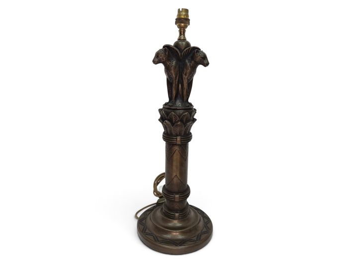 Art Deco Style Cast Resin Leopard Motif Table Lamp