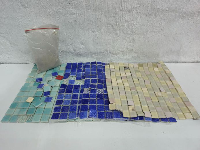 Assorted Mosaic Tile Sheets and Loose Tiles with Grout