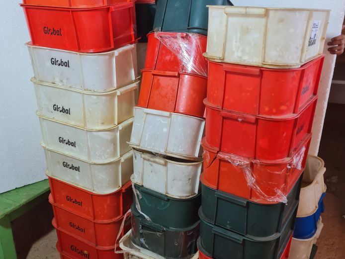LOT PLASTIC MEAT BUCKETS
